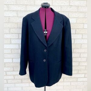 Tribeca Studio Black Jacket Coat Blazer 100% Wool Vintage VTG Classic